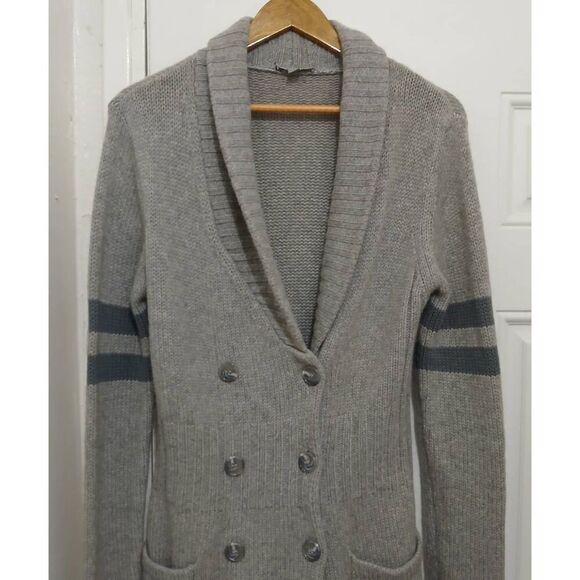 James perse women small shawl collar double Breasted sweater 100% cashmere gray - Picture 3 of 8